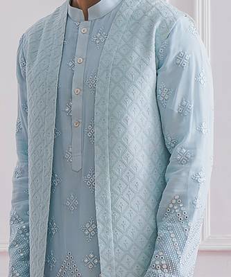 Powder blue bahawalpur bandi set 5