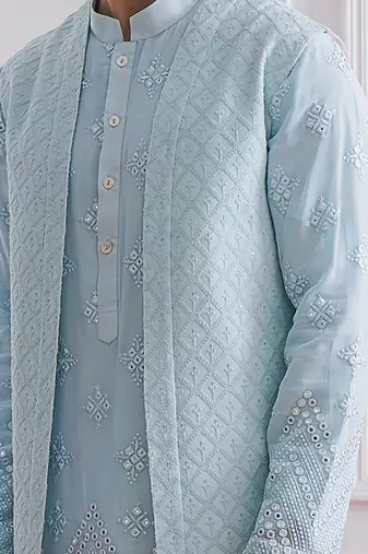 Powder blue bahawalpur bandi set