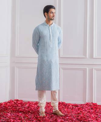 Powder blue bahawalpur kurta set 2