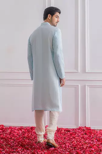 Powder blue bahawalpur kurta set