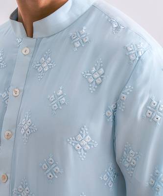 Powder blue bahawalpur kurta set 4