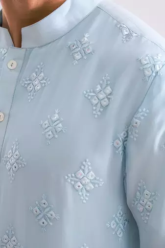 Powder blue bahawalpur kurta set