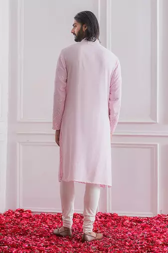 Powder pink bahawalpur kurta set