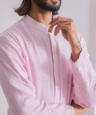 Powder pink bahawalpur kurta set 3