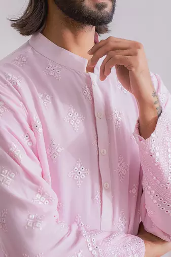Powder pink bahawalpur kurta set