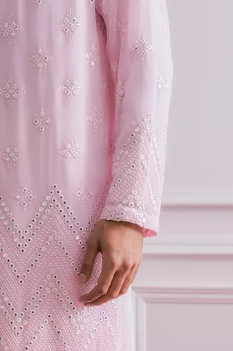 Powder pink bahawalpur kurta set