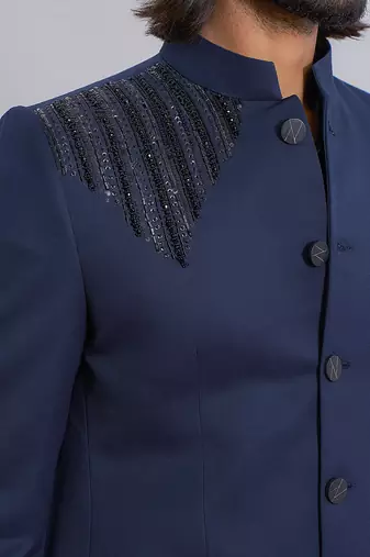 Navy blue khuzdar bandhgala