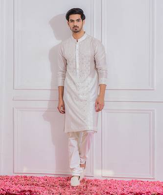 White sadiqabad kurta set 1