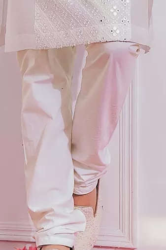 White sadiqabad kurta set