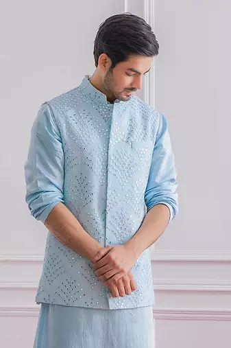 Powder blue mirpur bandi jacket