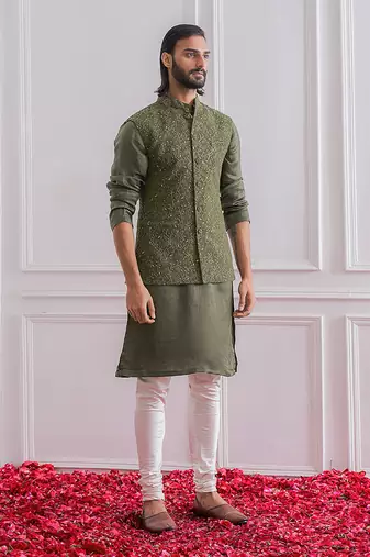Military green khan e wal bandi jacket