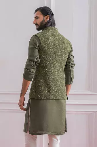 Military green khan e wal bandi jacket