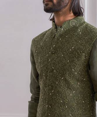 Military green khan e wal bandi jacket 4