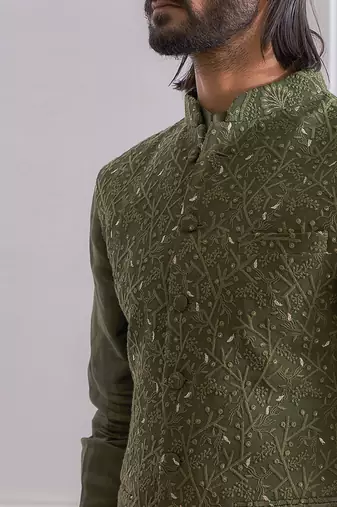 Military green khan e wal bandi jacket