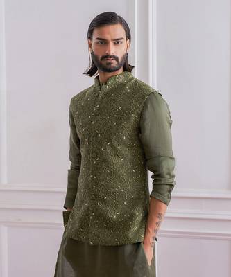 Military green khan e wal bandi jacket 5