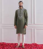 Military green lahore kurta set