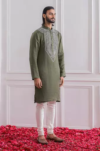 Military green lahore kurta set