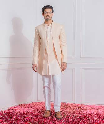 Peach malir open jacket set 1