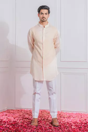 Peach malir open jacket set