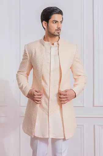 Peach malir open jacket set