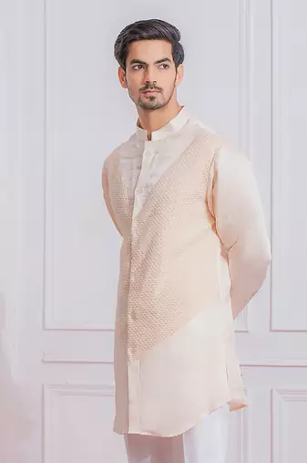 Peach malir kurta set