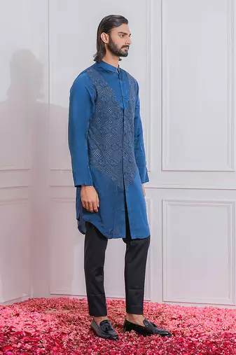 Space blue mansehra kurta set