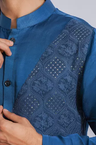 Space blue mansehra kurta set