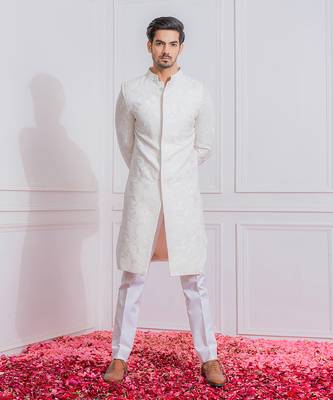 Off white kohat indo western achkan 1