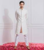 Off white kohat indo western achkan