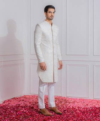 Off white kohat indo western achkan 2