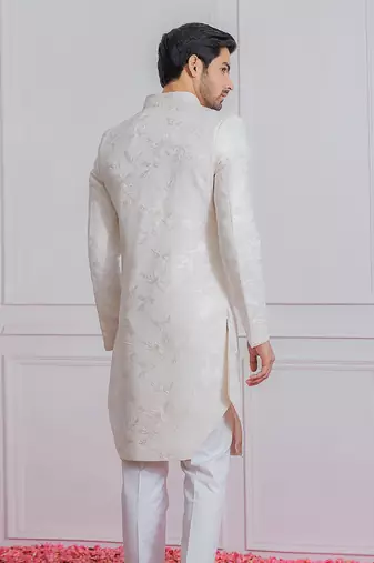 Off white kohat indo western achkan