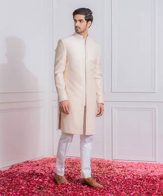Peach sialkot indo western achkan 1