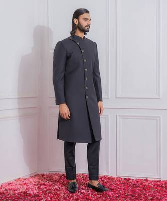 Black jaranwal indo western achkan 2