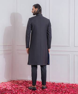 Black jaranwal indo western achkan 3