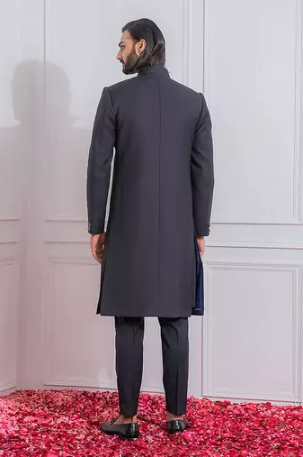 Black jaranwal indo western achkan