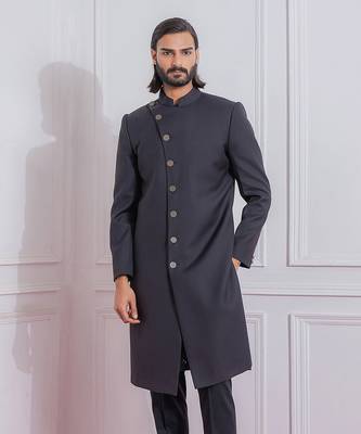 Black jaranwal indo western achkan 4