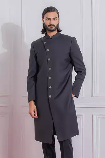 Black jaranwal indo western achkan