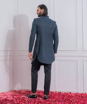 Slate blue feroz indo western achkan 2