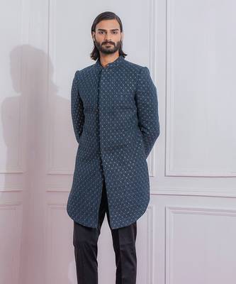 Slate blue feroz indo western achkan 3