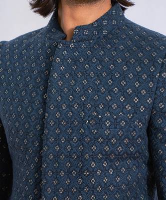 Slate blue feroz indo western achkan 4
