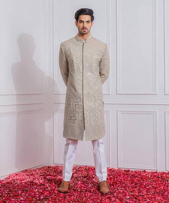 Grey sambrial indo western achkan 1