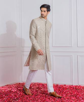 Grey sambrial indo western achkan 2