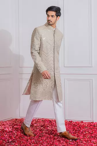 Grey sambrial indo western achkan
