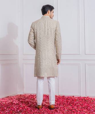 Grey sambrial indo western achkan 3