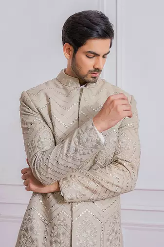 Grey sambrial indo western achkan
