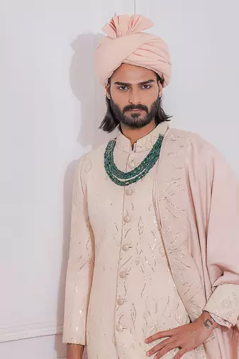 Dusty rose kabaal sherwani set