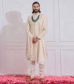 Beige gojra sherwani set