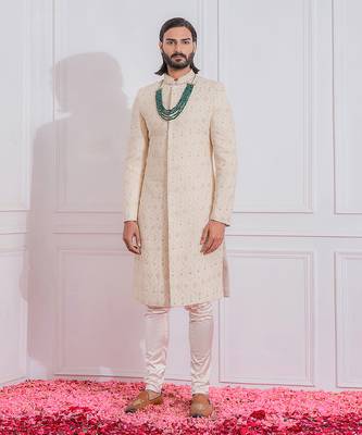 Beige gojra sherwani set 2