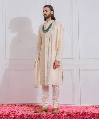 Beige gojra sherwani set 3
