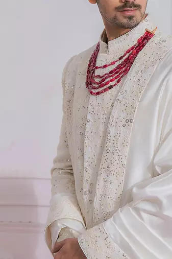 Off white feroz sherwani set